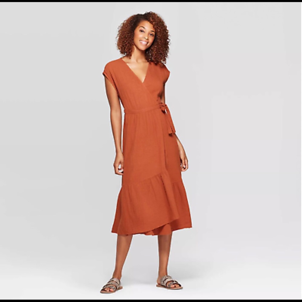 Boho Orange wrap dress